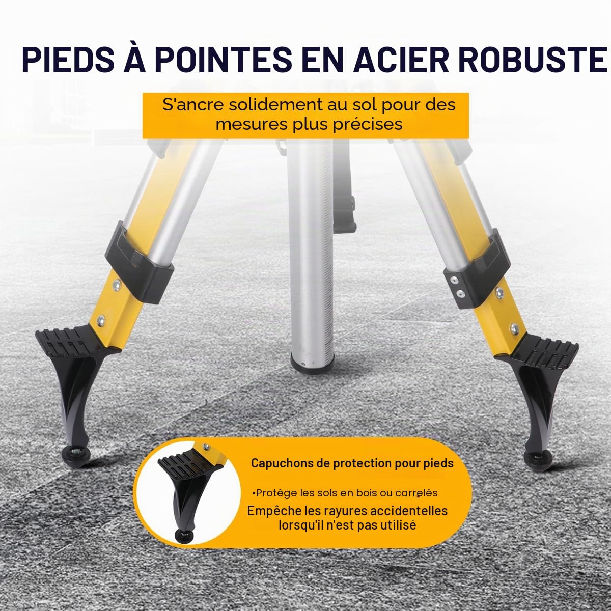 Trépied d'ascenseur de 1,6 m pour niveau laser | Trépied d'arpentage avec pieds réglables, niveau laser réglable pour instruments d'arpentage, lasers rotatifs croisés