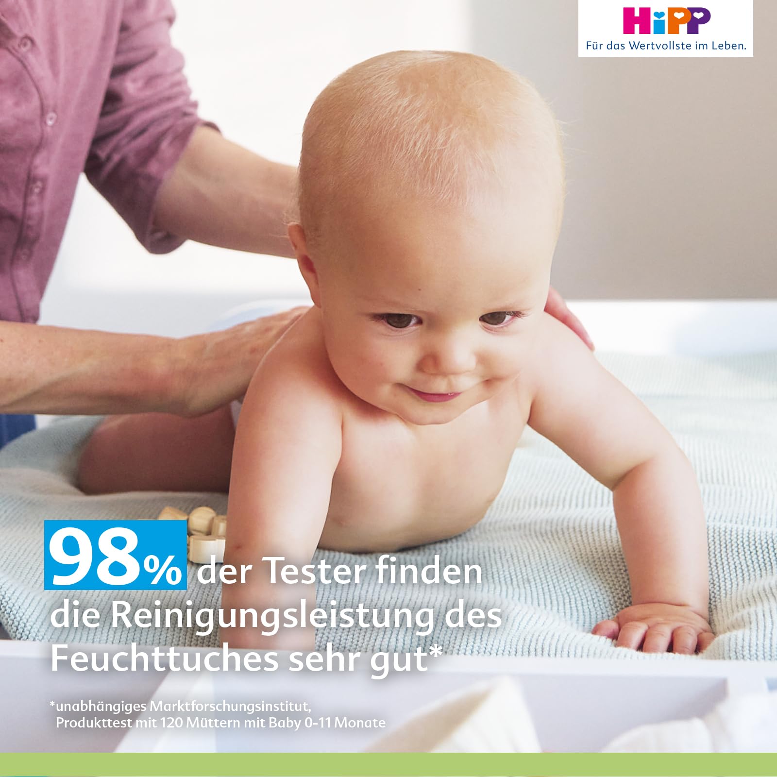 HiPP Soft & Pur - Toallitas húmedas (864 unidades (18 x 48) de alta tolerancia al 99,9% de agua, sin perfume, ideal para la piel seca y sensible del bebé, incluso para la dermatitis atópica