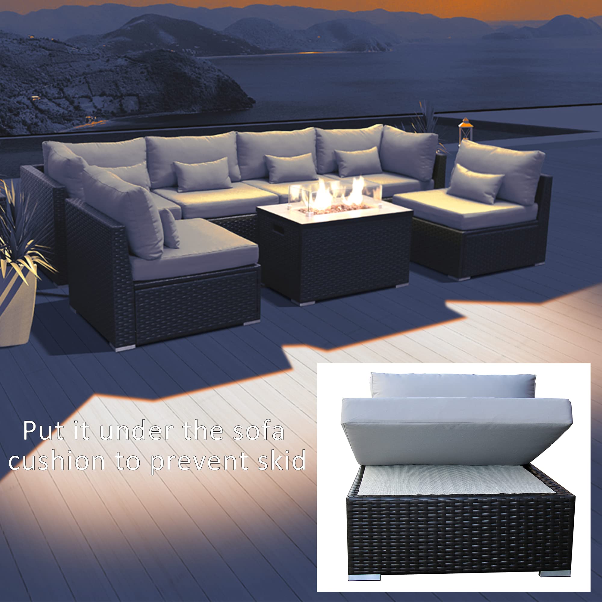 Sunpeak 6PCS/Pack Non-slip Pad for Sofa Cushion, 23x23’’ Anti Skid Cushion Mat for Outdoor Furniture