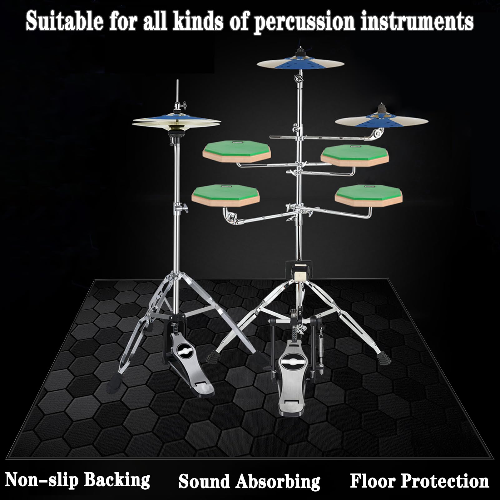 140 x 120 cm Maty na baterie antywibracyjne, mata na baterie elektroniczne, antypoślizgowa mata bębna, dźwiękoszczelna mata do bębna i innych instrumentów muzycznych