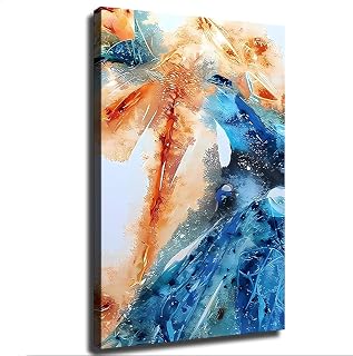 LITTLE BEN Abstract Blue and Orange PostersPicture HD Print Canvas Painting,for Living Room Bedroom Office Decor and Wall Decor (20 * 30inch,Noframe)