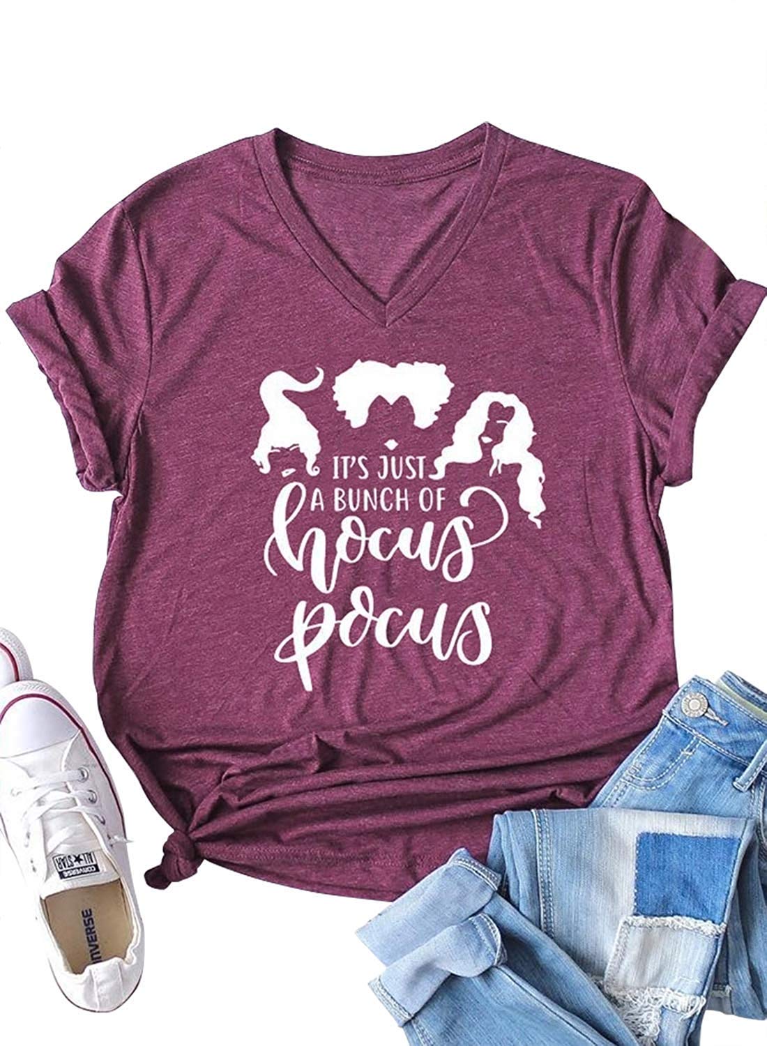 Halloween Witch Shirts Women Funny Witch Graphic Halloween Shirt Casual Short Sleeve Salem Shirt Halloween Party Shirts