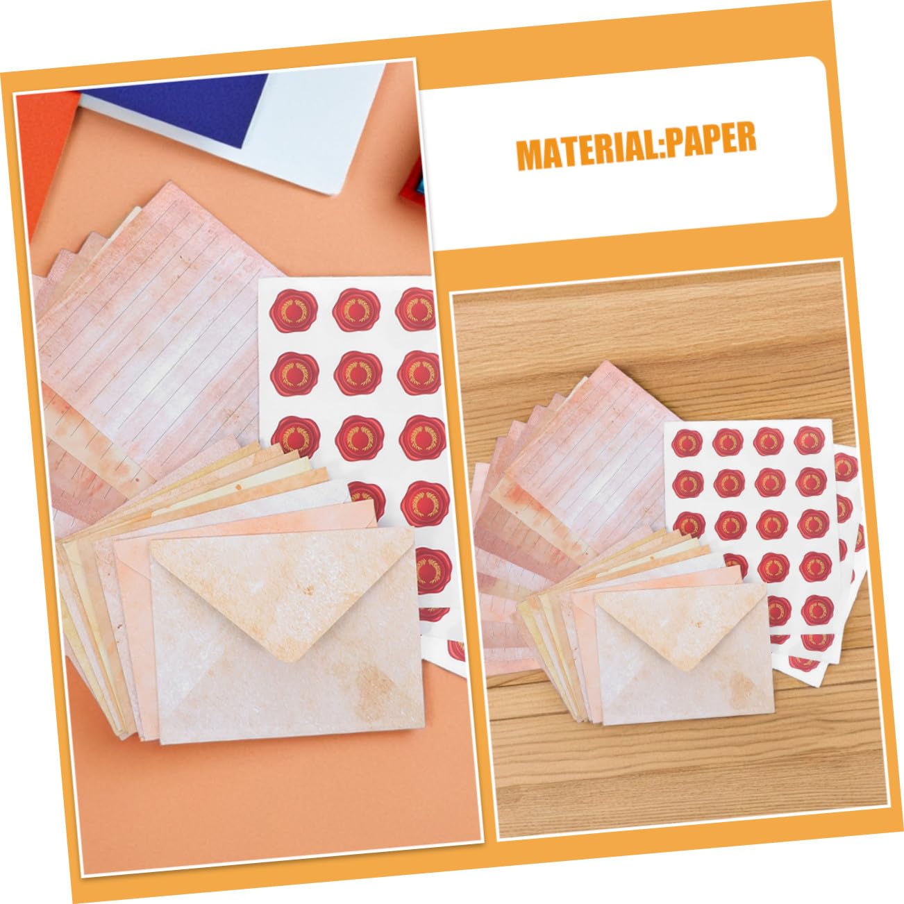 HOMSFOU 100sätze Retro-briefpapier-set Mit Umschlägen Liniertem Papier Im Vintage-look Für Handgeschriebene Briefe Mit Kraftpapier-umschlägen Für Briefe Und Notizen