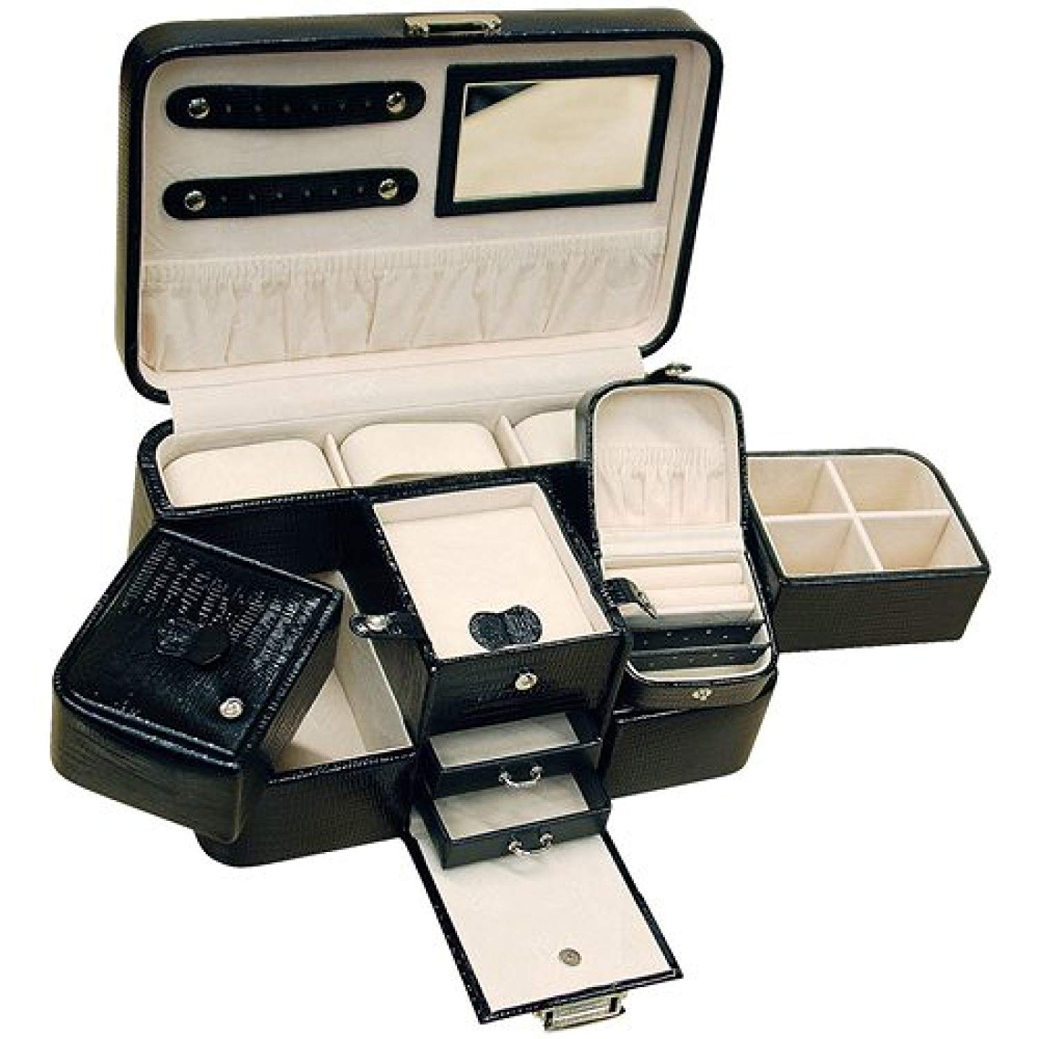 AB Collezioni"Always With You" Ladies Jewellery Case Black Lizard Design