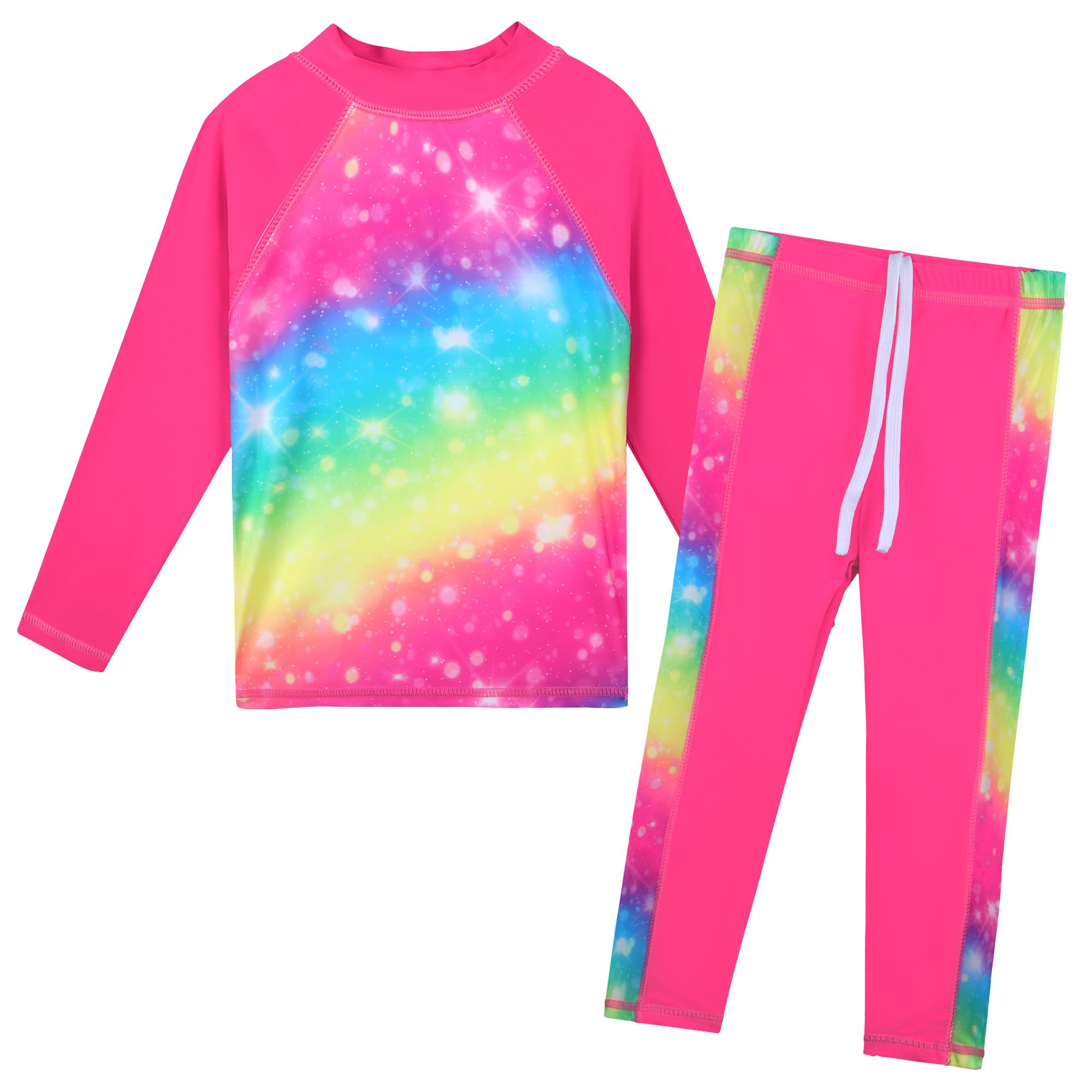 BAOHULU Girls Two Piece Swimsuit Long Sleeve Rash Guard for 2-14 Years