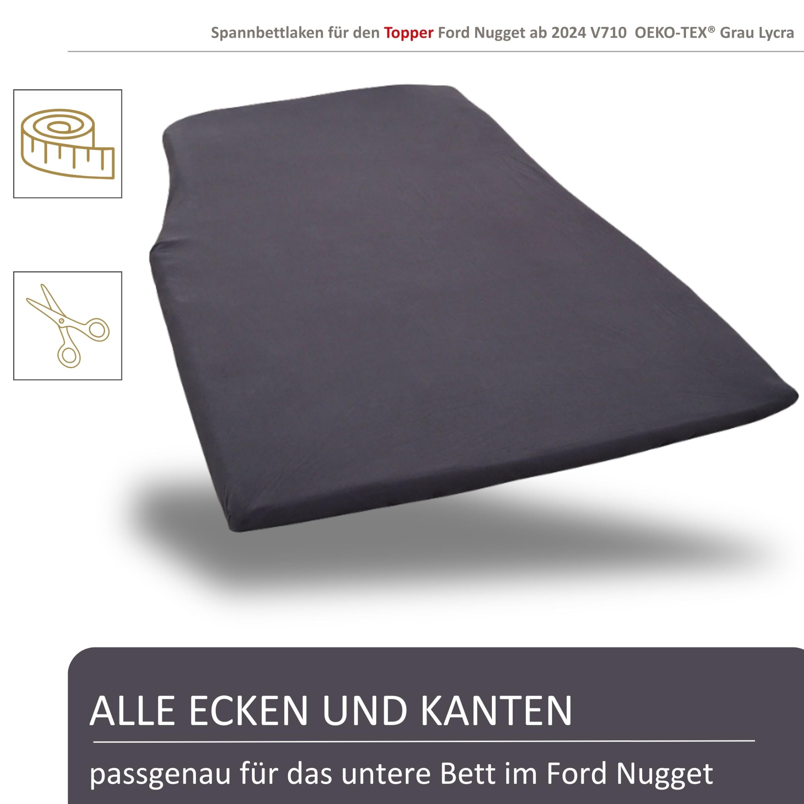 HR-Surmatelas en mousse à froid en dessous pour Ford Nugget V710 à partir de 2024 – Ajustement parfait, 6 cm, certifié Oeko-TEX® (Surmatelas V710 en dessous à partir de 2024)