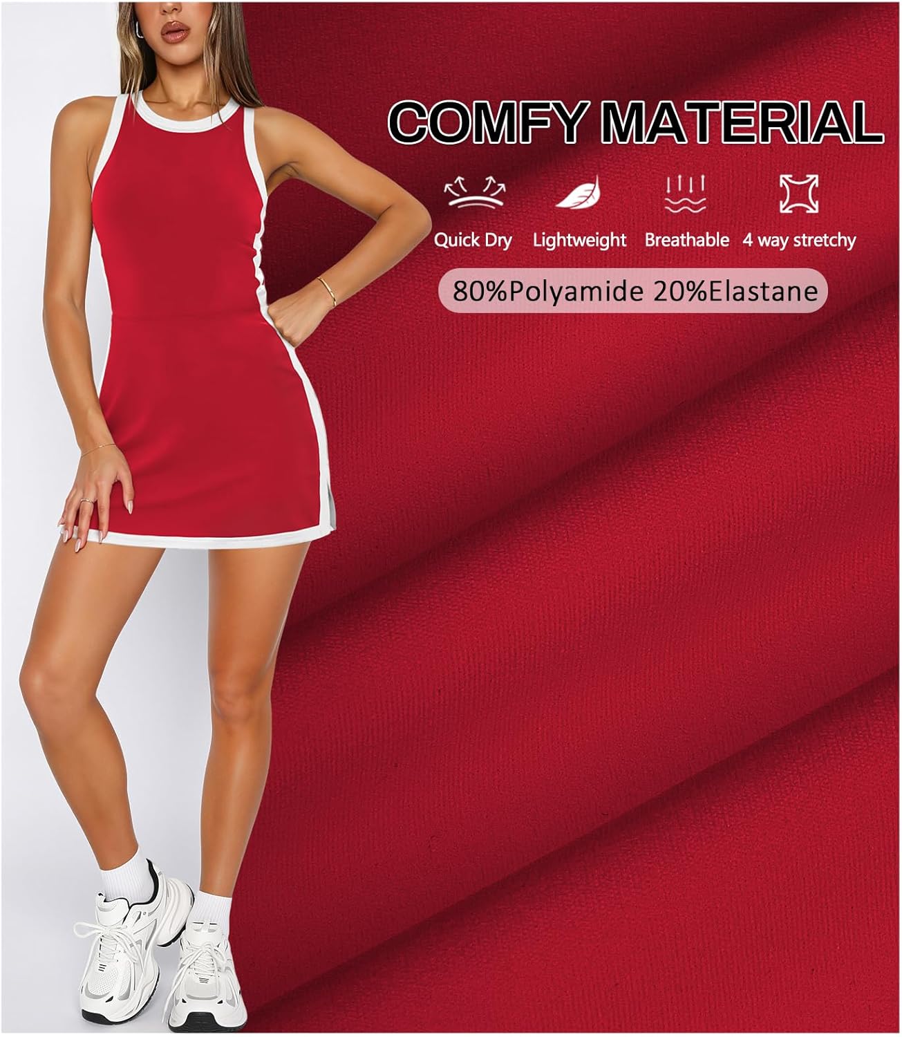 Hragc Womens Backless Tennis Dress with Built in Shorts Pocket Workout Sleeveless Golf Sport Going Out Mini Tank Dresses
