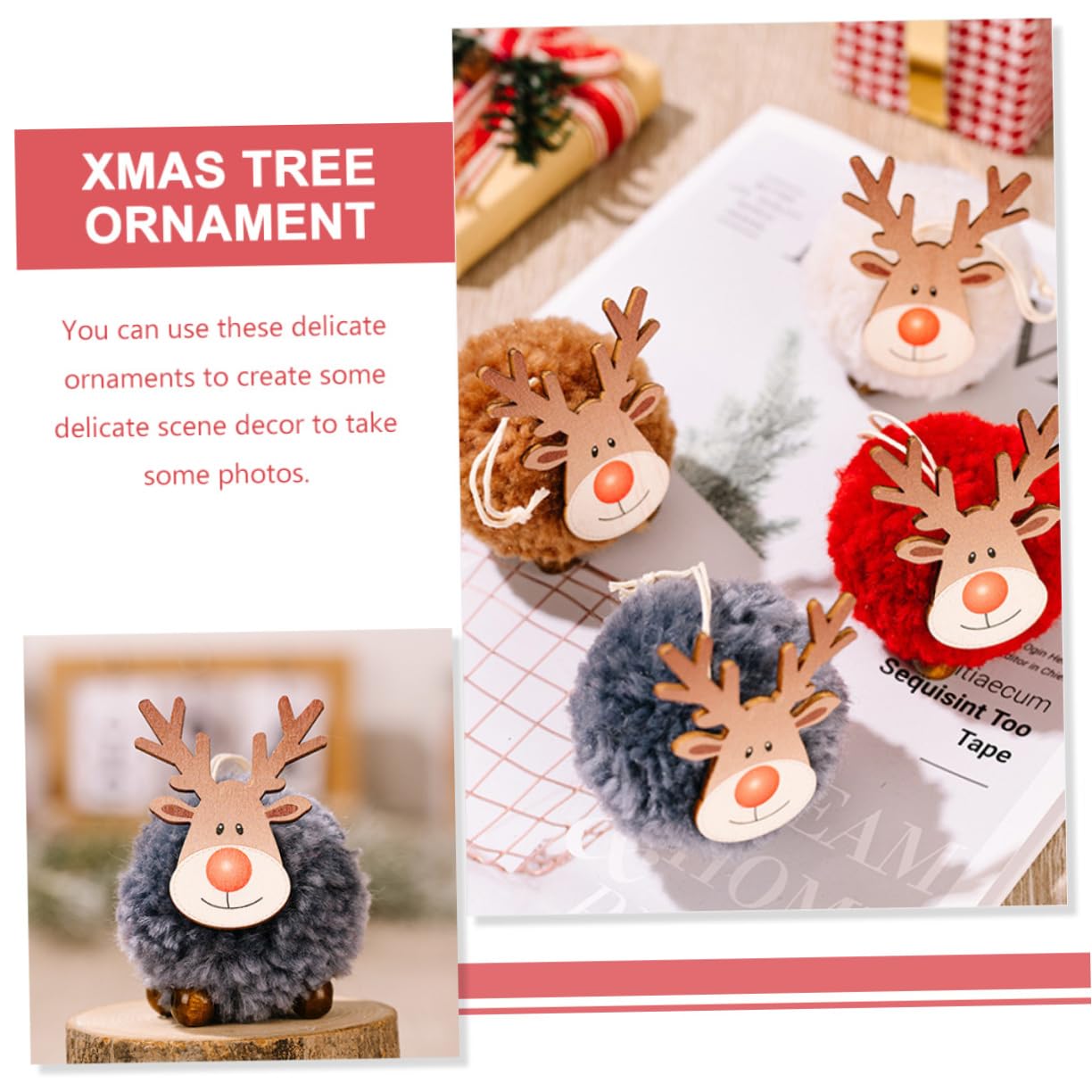 Cabilock 5 Juegos Colgante De Árbol De Navidad Colgantes Navideños Christmas Tree Guirnalda Adornos Decoración Navideña De Alce De Fieltro De Madera Decoración Colgante De Alce 4 Uds * 5