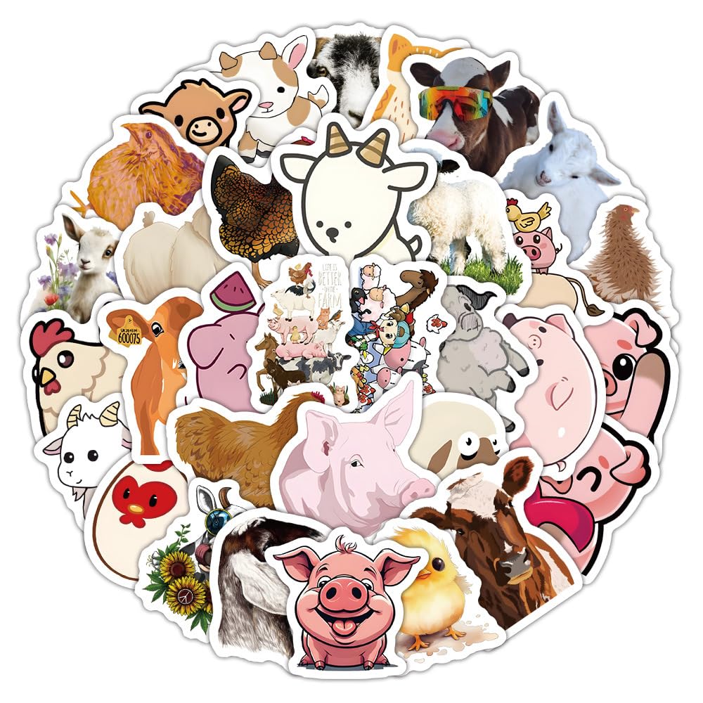 50 Pieces Farm Animals Stickers for Water Bottle - Image 4