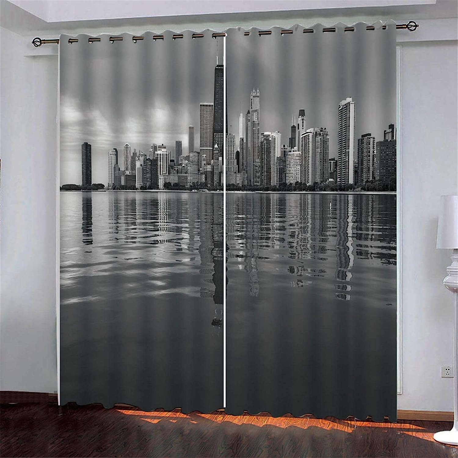 Rideau occultant isolant paysage architectural 3D pour chambre enfant et salon