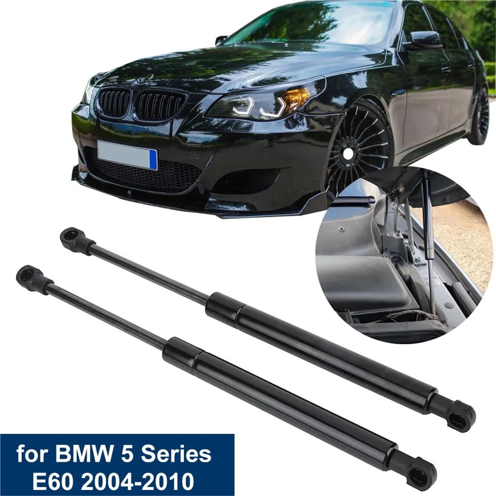 sprężyna gazowa do maski 2 szt. karbonowych podpór pneumatycznych maski, pasujących do BMW E60 E61 520i 525i 530i 535i 540i, drążek podtrzymujący maskę 51237008745