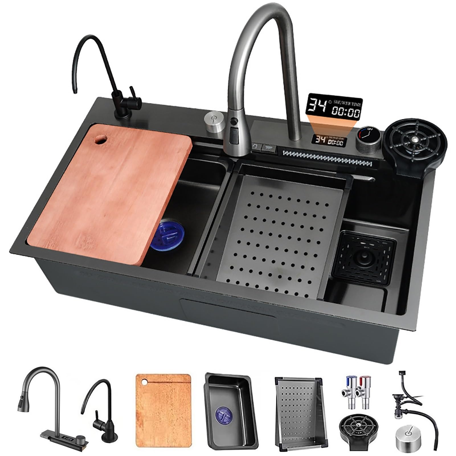 MGCtech Kitchen Sink Waterfall Stainless Steel Undermount Kitchen