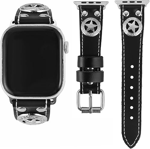 Miniatura 8 de AsAlways Compatible con correas de Apple Watch de 38/40/41/42/44/45/46/1.929 in, correas ajustables de cuero genuino resistentes para reloj Lucky