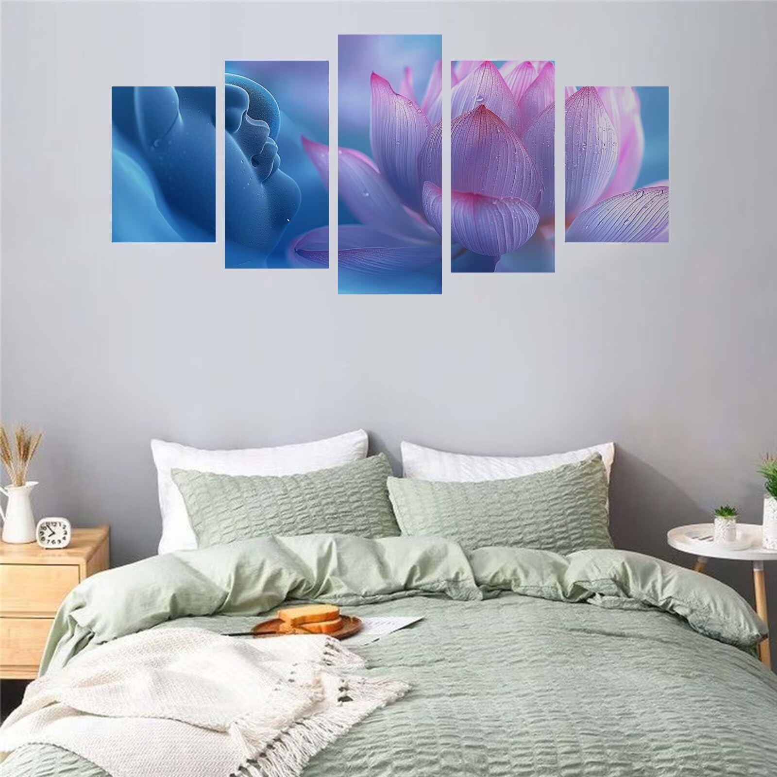 Diamentowe malowanie 5 sztuk Zen lotosu diamentowy obraz dla dorosłych, haft diamentowy dla dorosłych, duży format, puzzle sztuka, ścieg krzyżykowy, zestaw rękodzieła artystycznego, dekoracja do