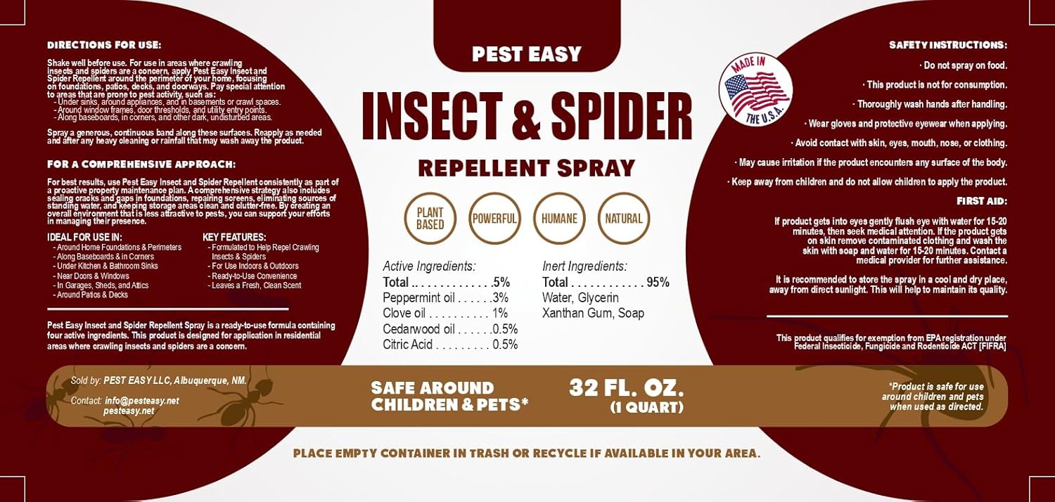 Peppermint Oil Spray for Bugs - Spider Repellent Indoor & Outdoor, Natural Plant-Based Pest Repellent for Ants, Stink Bugs & Roaches, Safe for Home, Garage, Car & RV, 32 oz - Image 9