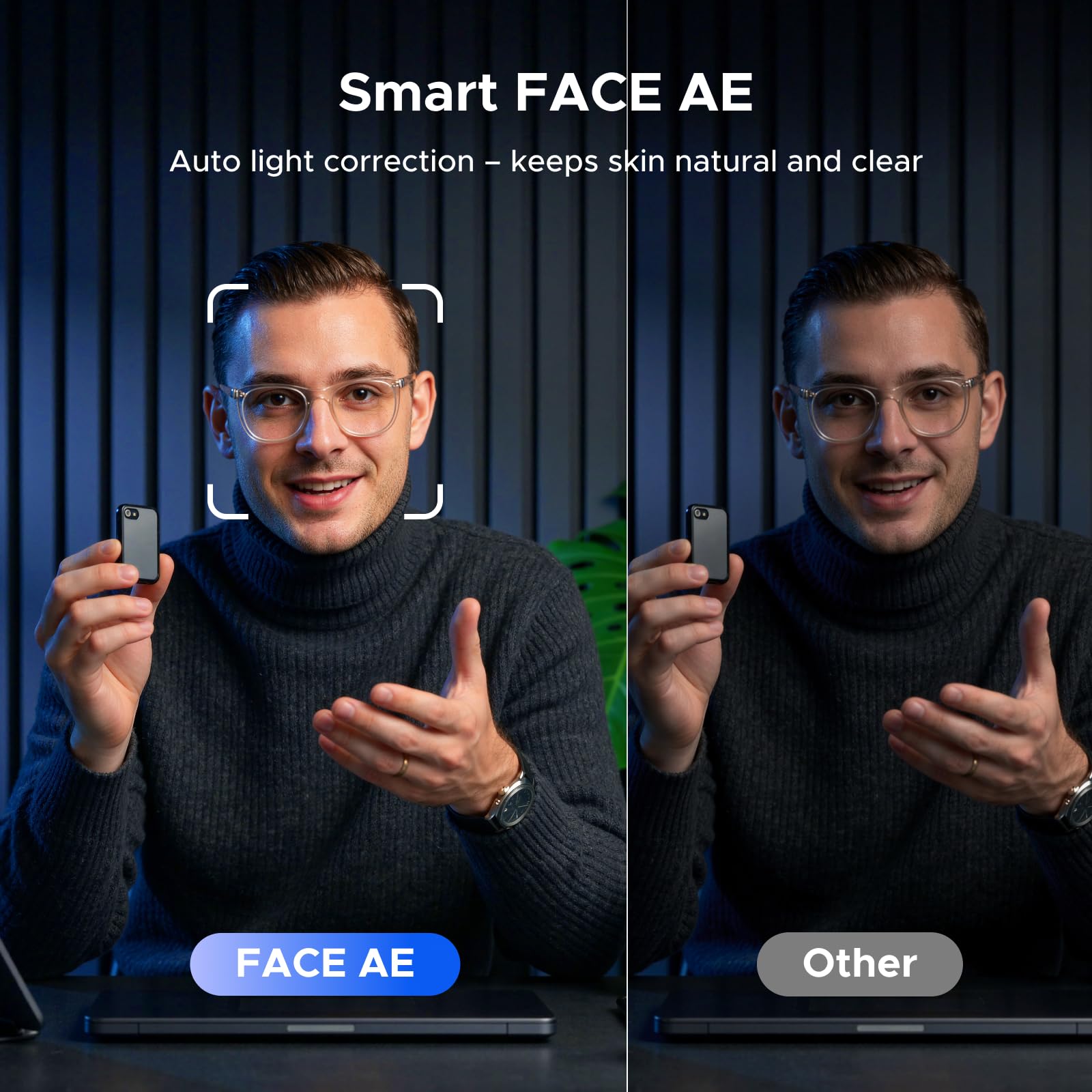 UGREEN FineCam 1080P, Stała ogniskowa, Podwójny Mikrofon, Face AE | UHD Kamera 1080P 60FPS, Face AE, Redukcja Szumów, Tryb Portretowy, Statyw, USB-C, PC/Laptop/Windows/Mac