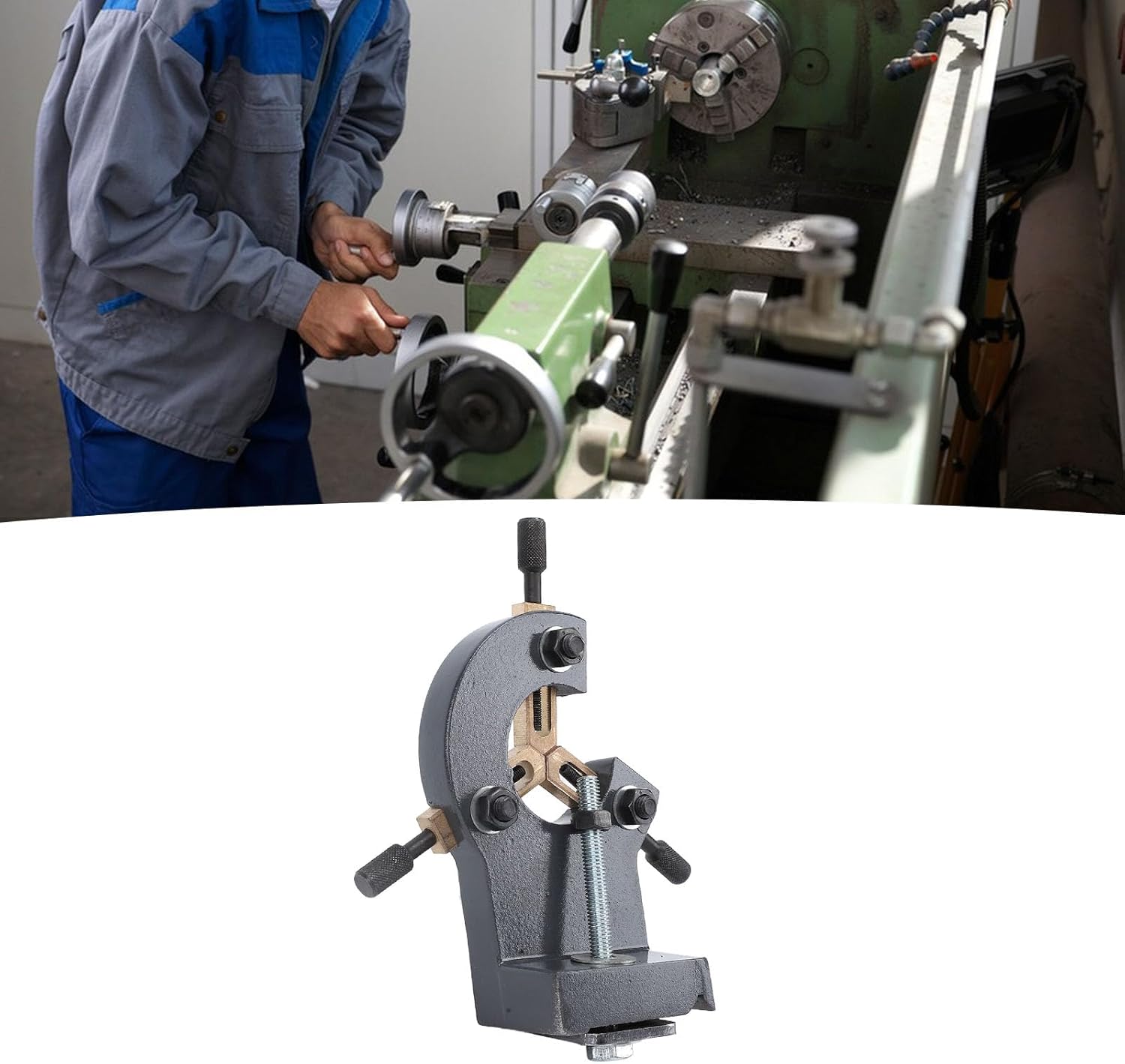 Wood Lathe Steady Rest Grey Color Metal Mini Lathe Steady Rest Stabilizer Machining Center Hole 0618 CJ18 CJ0618A 7x12 7x14 0618‑3B, Metal Lathes Wood Stabilizer Lathe Steady Rest Lathe Steady Rest