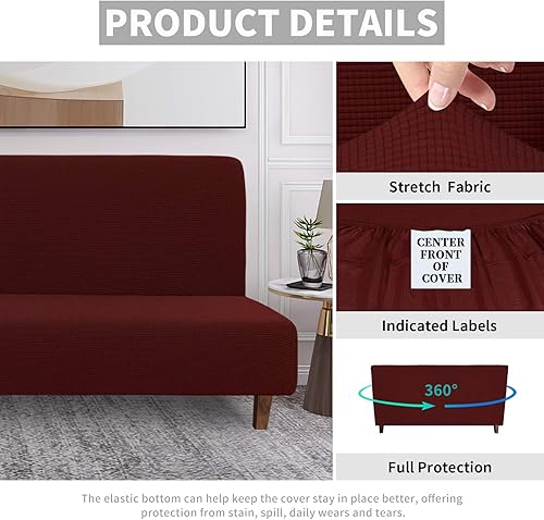 Vista 50 de Easy-Going Funda 100% impermeable para futón, con impermeabilidad doble para futón, funda de sofá jacquard elástica, protector de muebles a prueba
