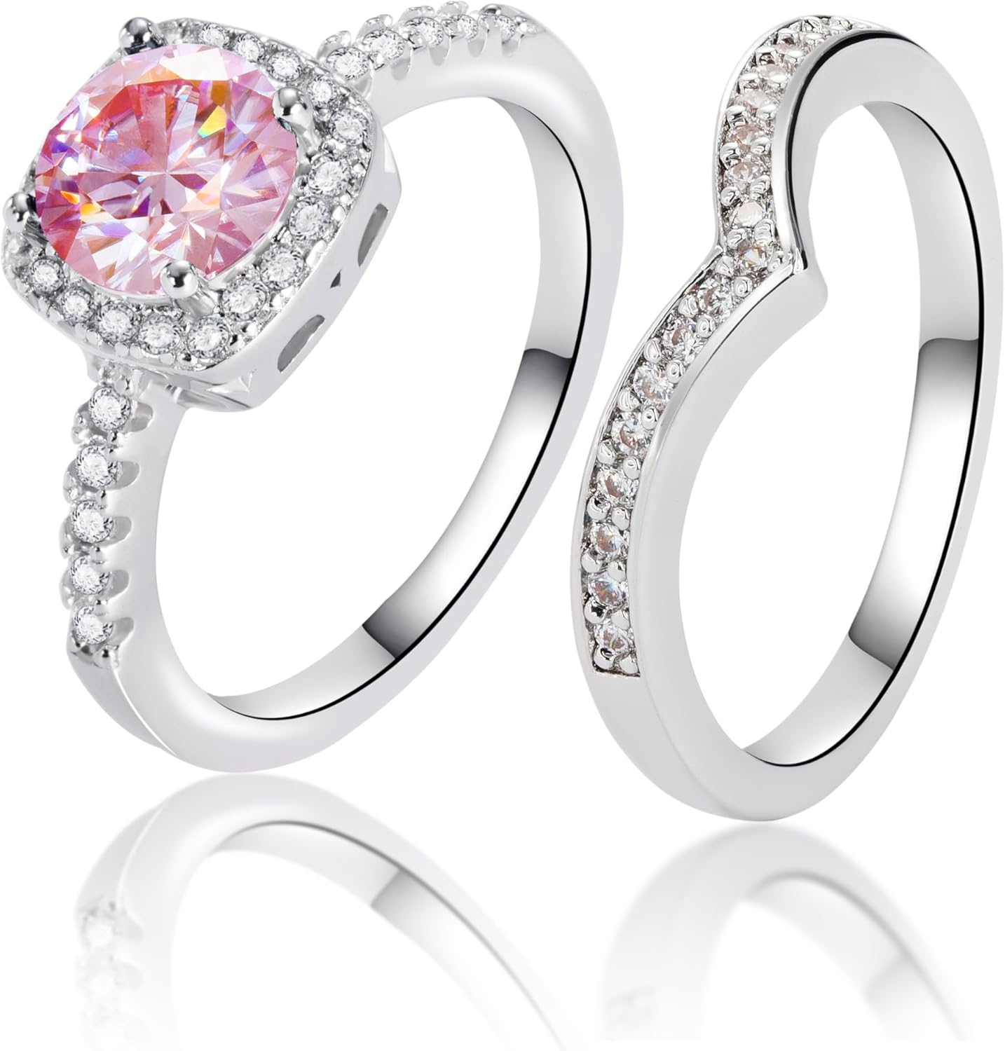 YSDD 0.5/1/2 Carat Pink Moissanite Engagement Ring for Women 925 Sterling Silver Plated 18K White Gold Romantic Pink Moissanite Promise Eternity Ring