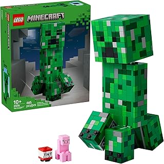 LEGO Minecraft The Creeper - Juguete de Minecraft para fanáticos de los juegos, decoración de habitación para jugadores de 10 años en adelante, figura de acción posable con minifigura de primera