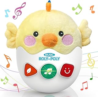 WOWOHAGE Baby Toys 0-6-12 Months, Plush Chick Musical Toys, Cute Stuffed Animal Infant Toys with Light & Sounds, Roly-Poly Sensory Toy Birthday Gift for Newborn Boys & Girls