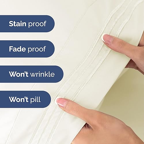 Vista 1381 de Juego de sábanas de 4 piezas tamaño king, extrasuaves, transpirables y refrescantes con esquinas profundas, sábanas de fácil ajuste y sin arrugas