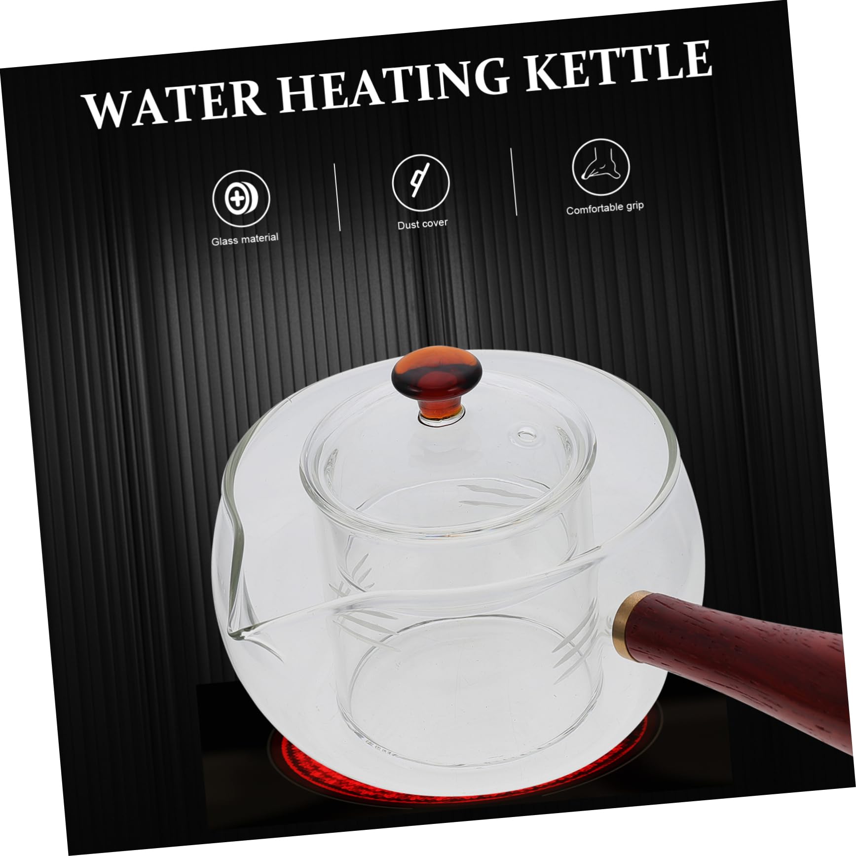 Tetera de Vidrio Mango de Madera, 300ml, Resistente al Calor y Gruesa, Adecuado para Casa y Tetería, para Preparar Té