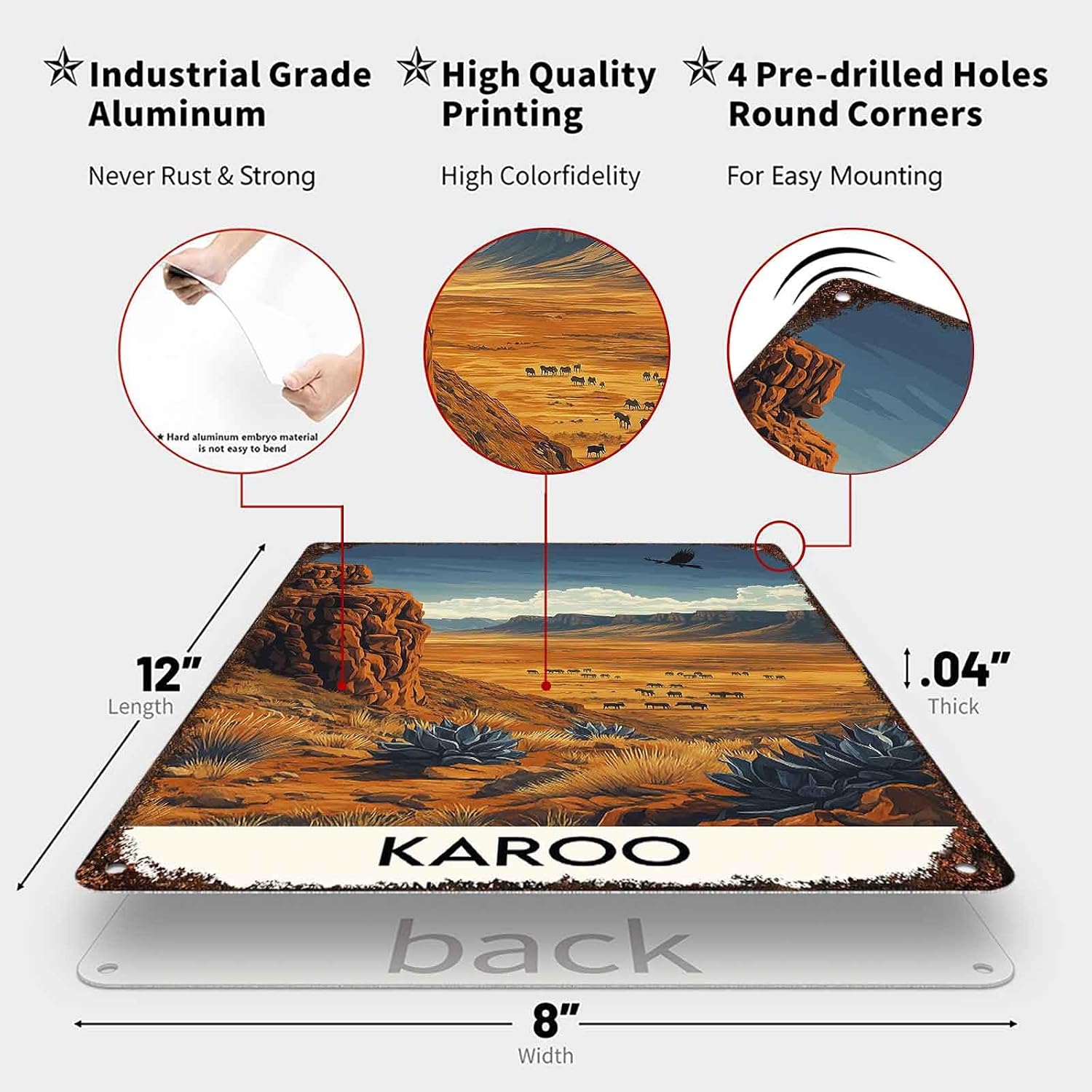 Karoo Desert Landscape Vintage Travel Aluminum Metal Sign 8 x 12 Inch image 2