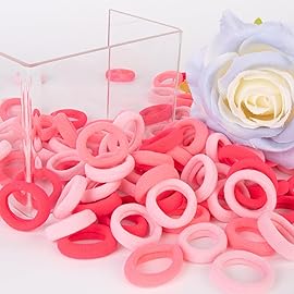 Pink Kids Hair Ties for Girls, Seamless Toddler Baby Hair Ties Bands No Damage, Cotton Girls Ponytail Holders for Baby, 0.97 Inch in Diameter by Qarwayoc