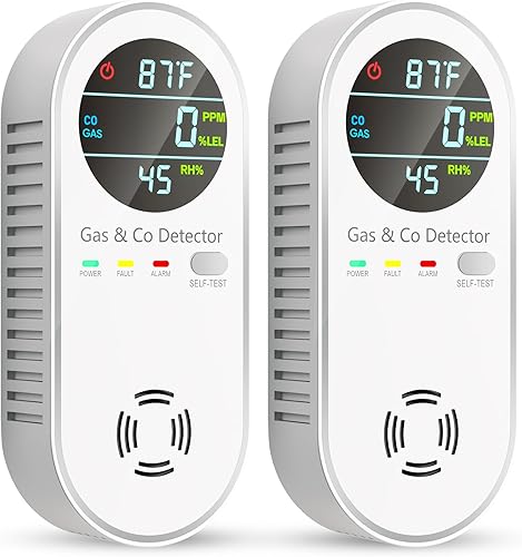 Miniatura 10 de Detectores de monóxido de carbono y detector de gas natural, detectores de monóxido de carbono mejorados 4 en 1, detector de fugas de gas con alarma
