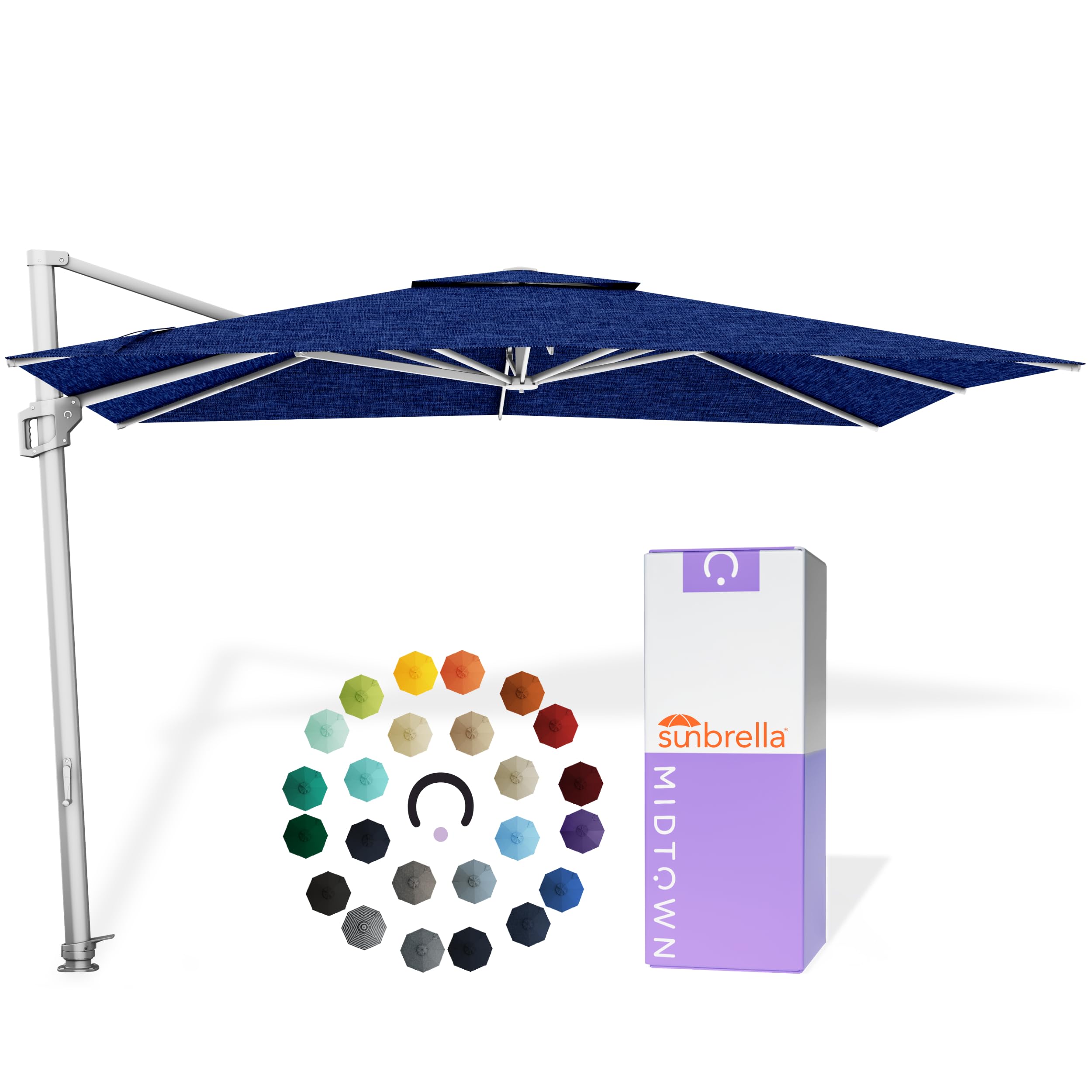 Midtown Umbrellas Grande Square - 9 x 9 Ft Cantilever Umbrella