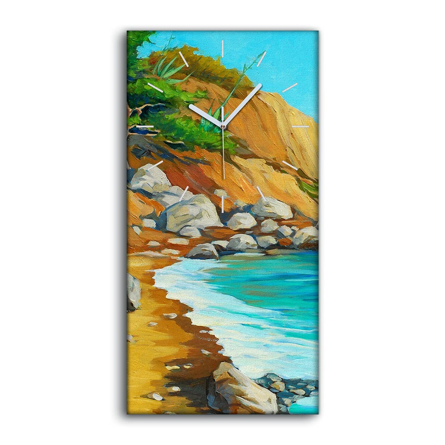 Horloge sur Toile Plage 30x60cm Coloray - Pendule Murale Silencieuse pour Salon