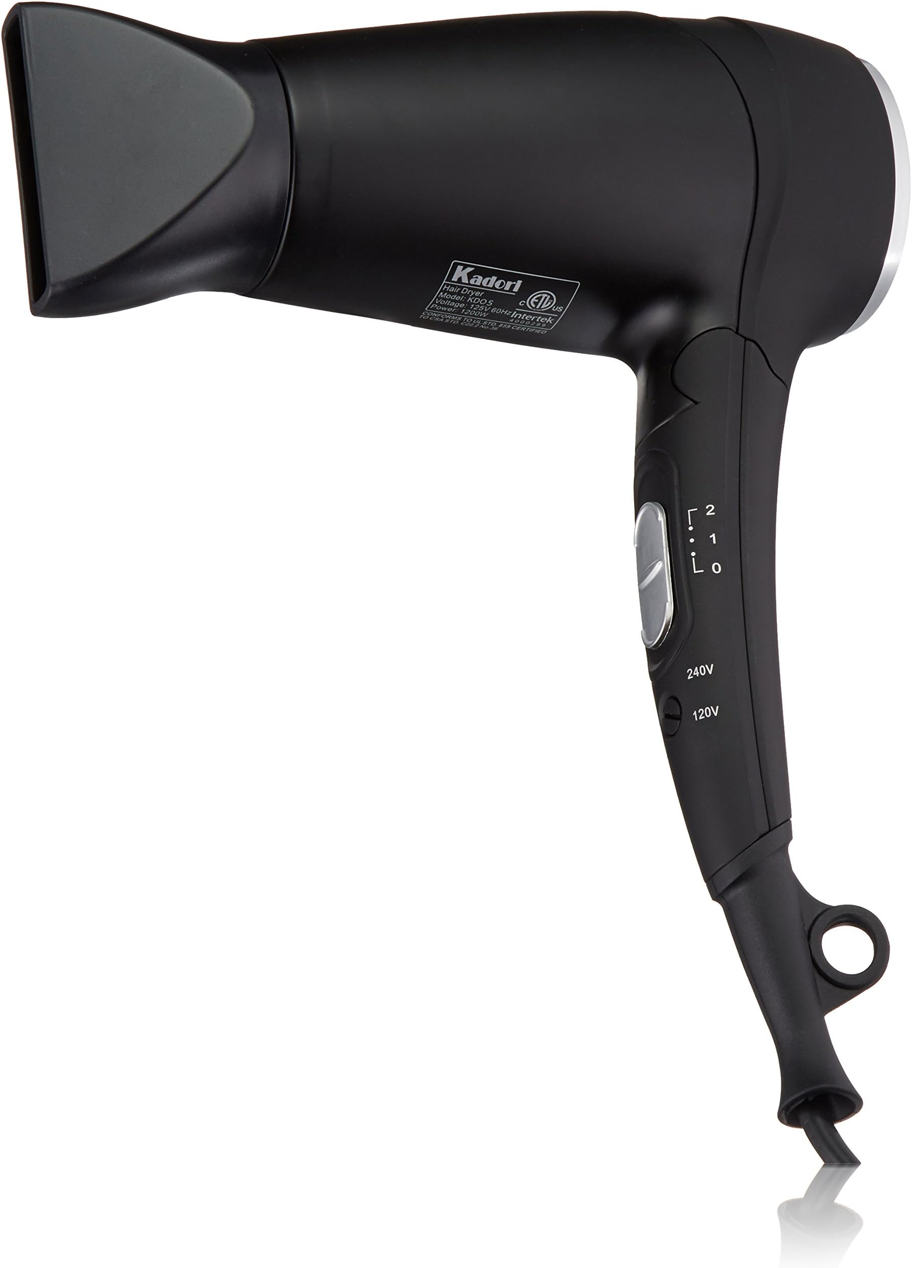 Kadori Professional Travel Blow Salon Hair Dryer Plug N Go, Ceramic, Ionic, with Folding Handle and Dual Voltage 110v/240v