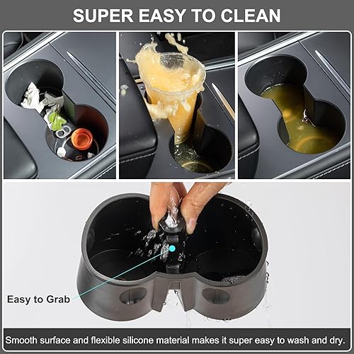 Miniatura 4 de Edulnke Soporte para tazas para el modelo Y de Tesla 2023, soporte para tazas de Tesla Modelo Y Modelo 3 2023 2022 2021, soporte de taza de silicona