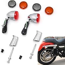 Rear Bullet Turn Signals w/Bracket For Harley Dyna Softail Fatboy FXDB Sportster XL 883 1200 Chrome orange lens
