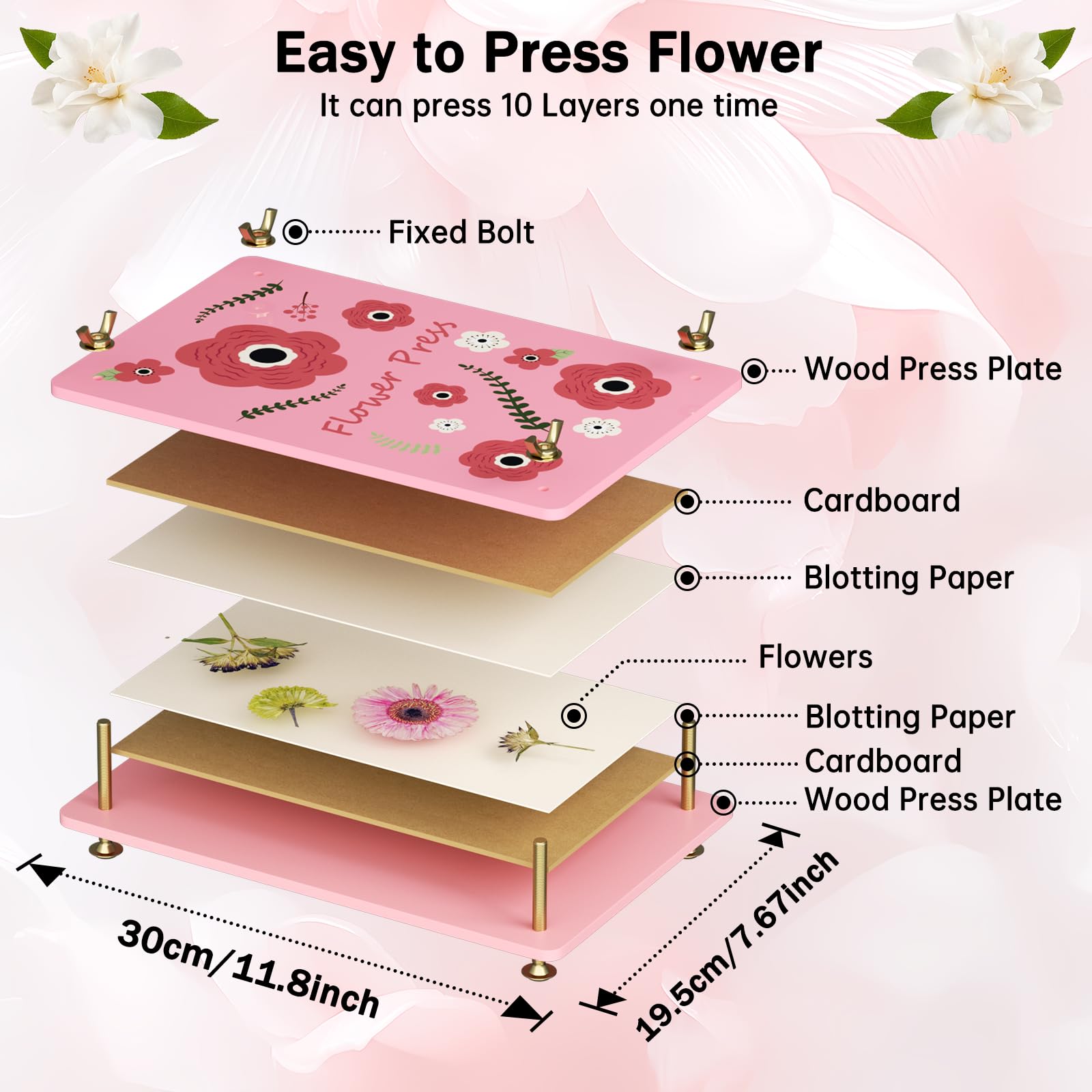 Prensa De Flores Herbero – Kit De 30x19 Cm Para Secar Y Preservar Plantas, Regalo De Manualidades