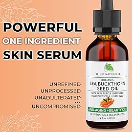 Jeune Naturelle Sea Buckthorn Oil Organic, From Fruit & Seeds, 100% Pure RAW Virgin Cold-Pressed Undiluted Unrefined, Fast Absorbing, Travel Size, Non-Comedogenic