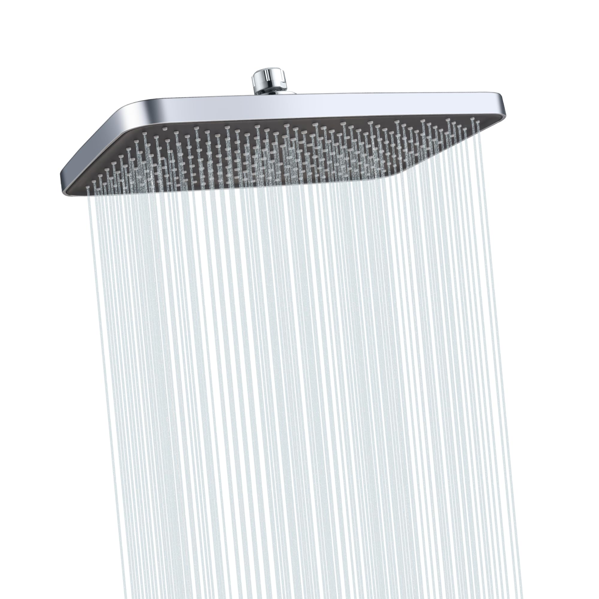 Rectangle Rainfall Shower Head 11.8 Inch Ceiling or Wall Mount Fixed Showerhead Large Coverage Overhead Waterfall Shower Head with Adjustable Swivel Ball Joint