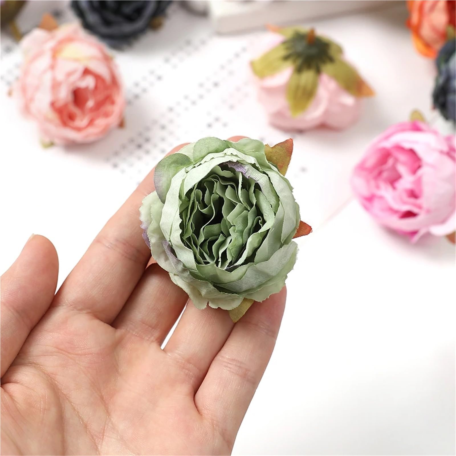 20 stücke Seide Pfingstrose Künstliche Blumen Gefälschte Blume for Home Zimmer Dekor Hochzeit Dekoration Schlafzimmer DIY Braut Kranz Zubehör Für DIY(Red)