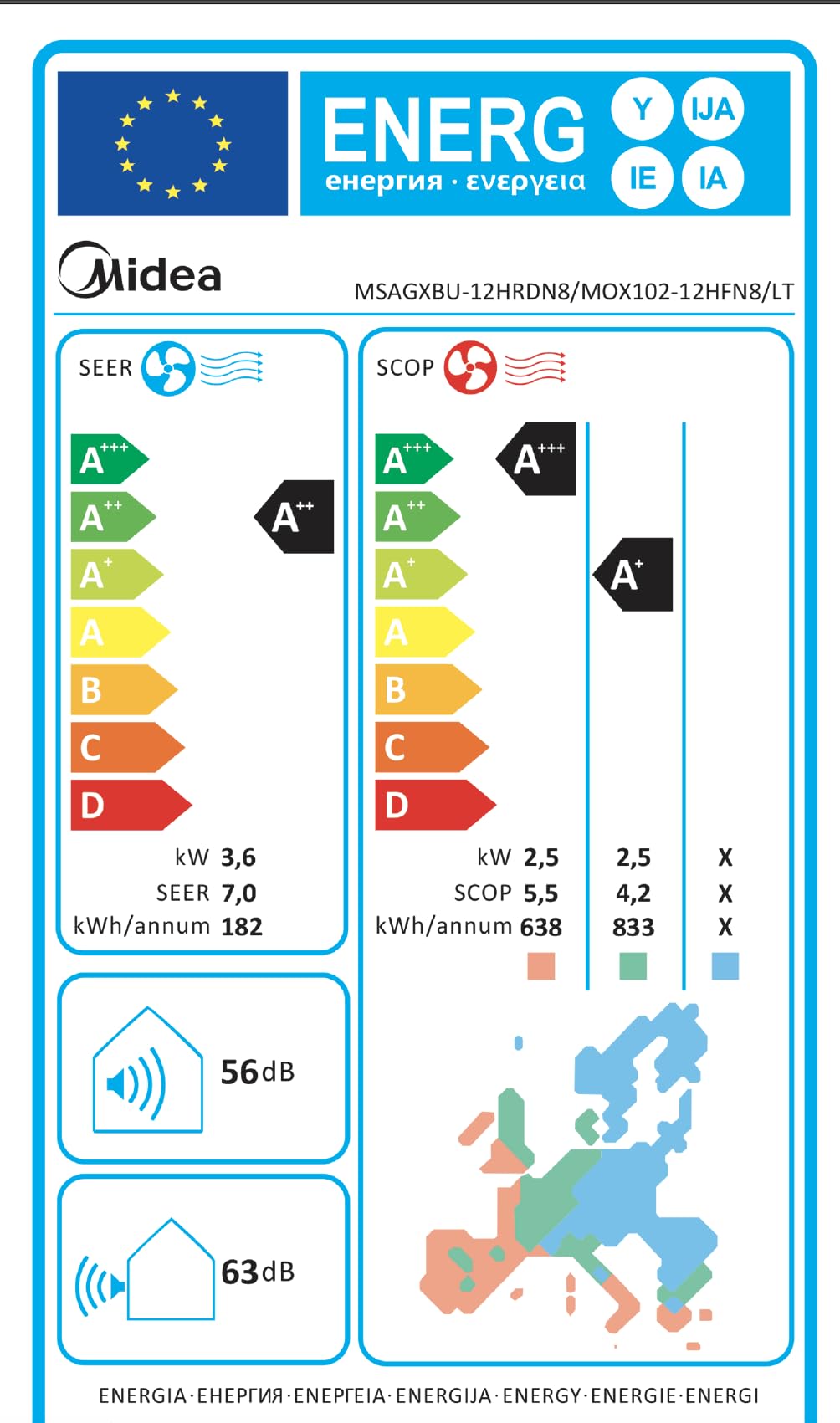 Climatizzatore Midea Dual Split Inverter serie EVOLUTION 9+9 M2OG-14HFN8-Q R-32 Wi-Fi READY A++A+