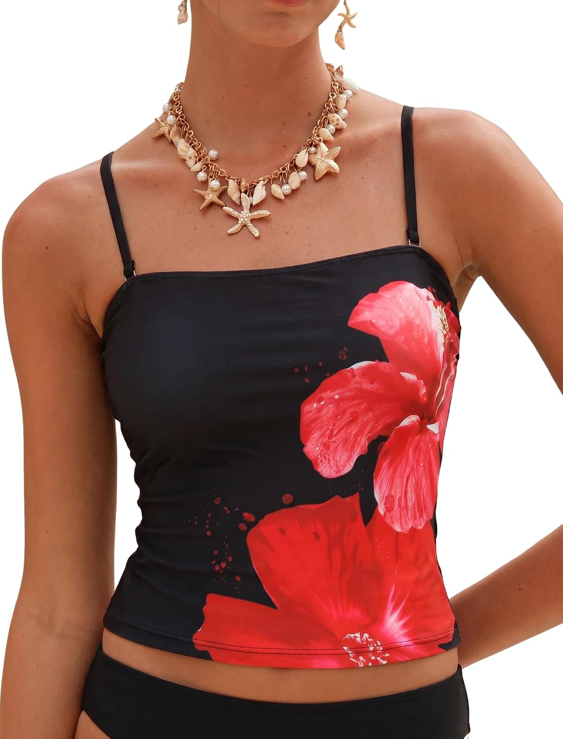 ZAFUL Women's Tankini Top Bandeau Tummy Control Strapless Bathing Suits Swim Top Only
