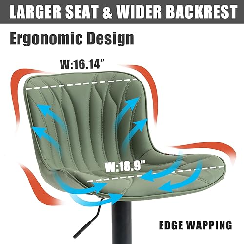 Miniatura 4 de YOUNIKE Juego de 2 taburetes de bar modernos giratorios de altura de mostrador con respaldo ajustable, isla de cocina ajustable, taburete acolchado