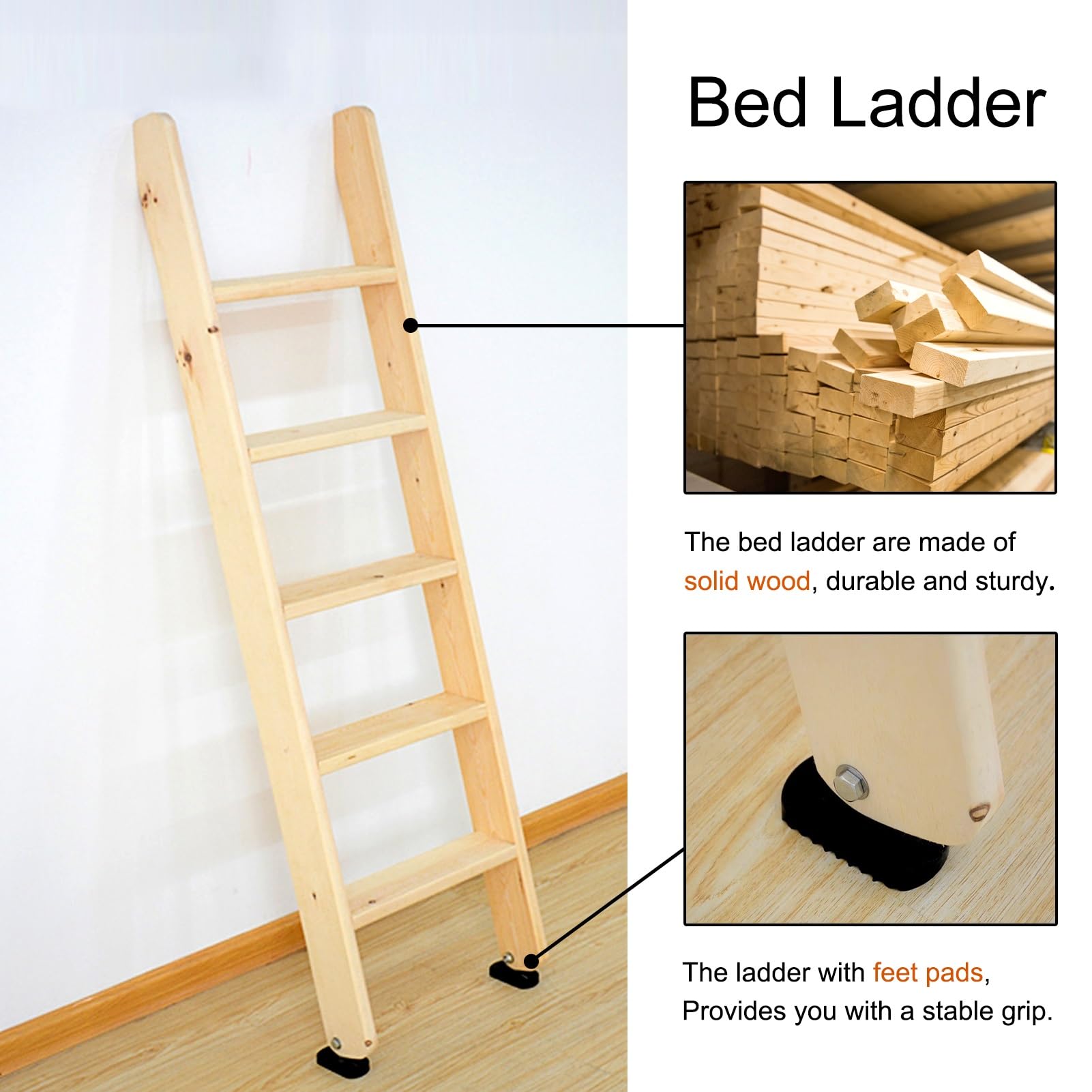 Scaletta da Terra, Scalette Laterali per Letto a Castello a 4/5 Gradini con Pedane, Scaletta per Letto da Camera da Letto per Appartamenti Interni, Scalette per Camper da 49/59 Pollici (Size : 150cm