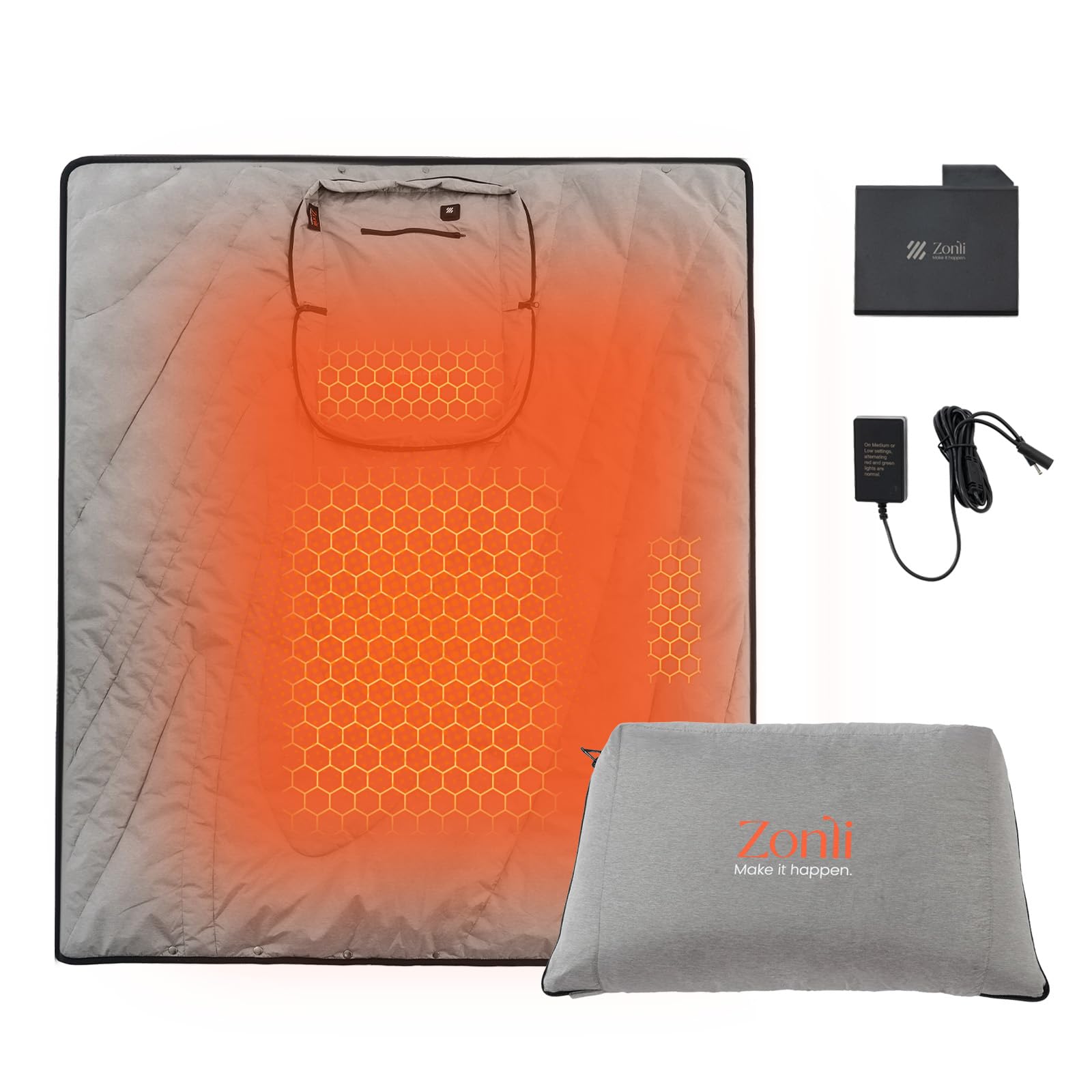 Zonli Z-Walk Heated Blanket Battery Operated, Cordless Portable Electric Blankets with 3 Heating Levels, Rechargeable 7.4V 10000mAh Battery, Wearable Cloak with Zipper for Outdoor Sports and Camping