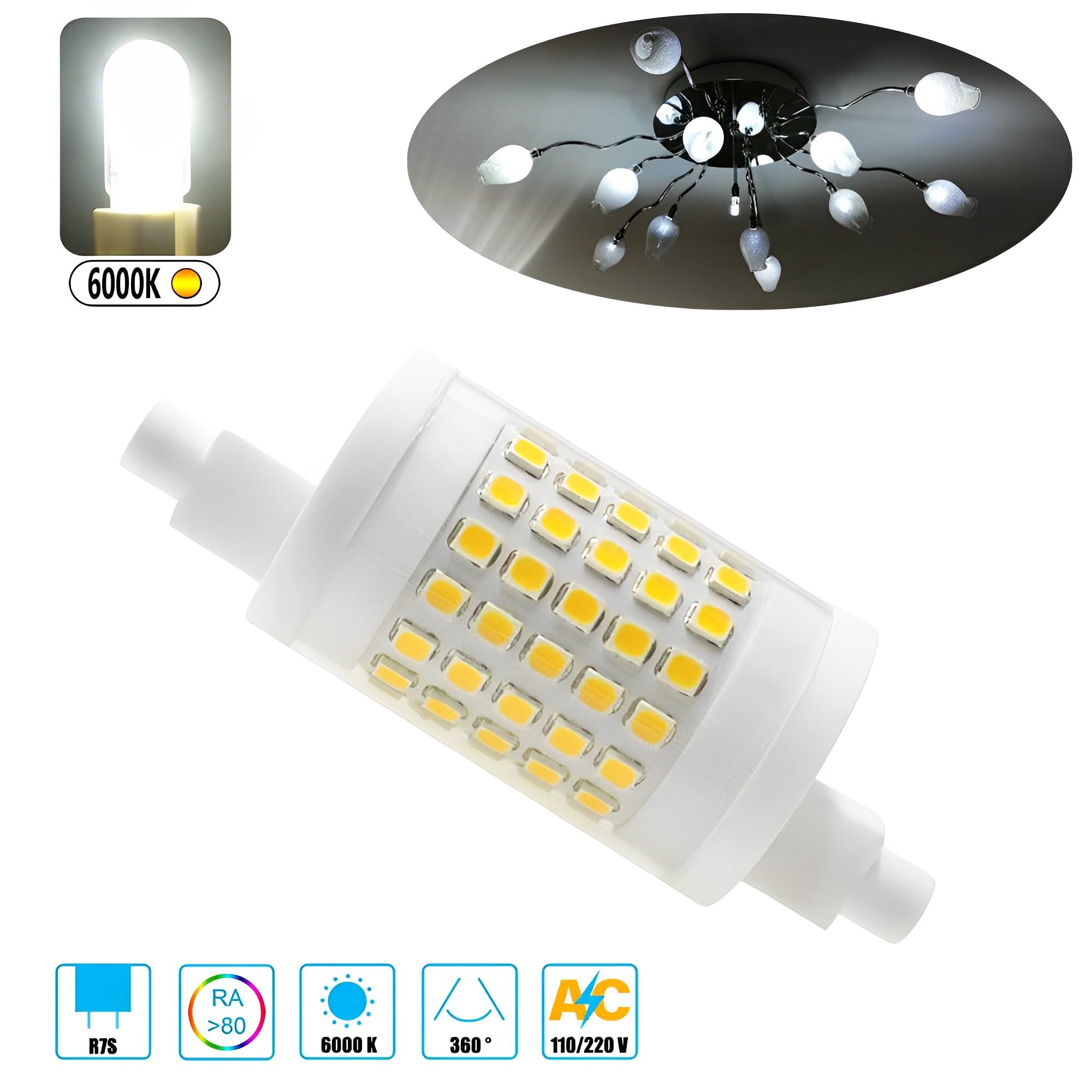 10W 1000LM R7S 78MM Bombillas LED de cerámica Regulables AC 85-265V R7S Base 100W Bombilla halógena de tungsteno Bombillas de Repuesto para iluminación de Taller Lámparas de pie