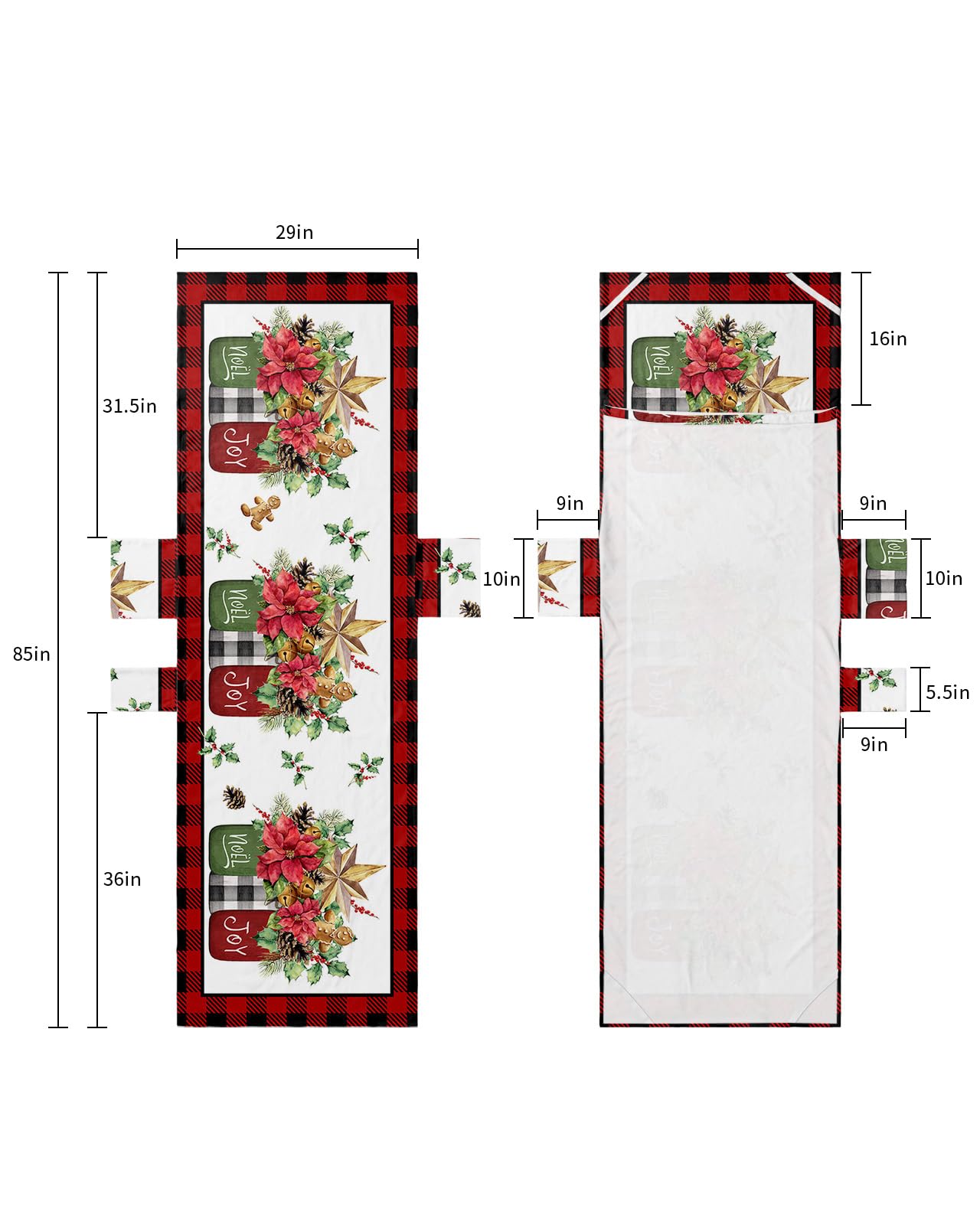Christmas Poinsettia Beach Lounge Chair Towel Cover, Soft Chaise Lounge Towel with Side Pockets Patio Pool Chairs Cover for Beach/Pool Sunbathing 29x85 Red Black Plaid Xmas Botanical Pine Cones