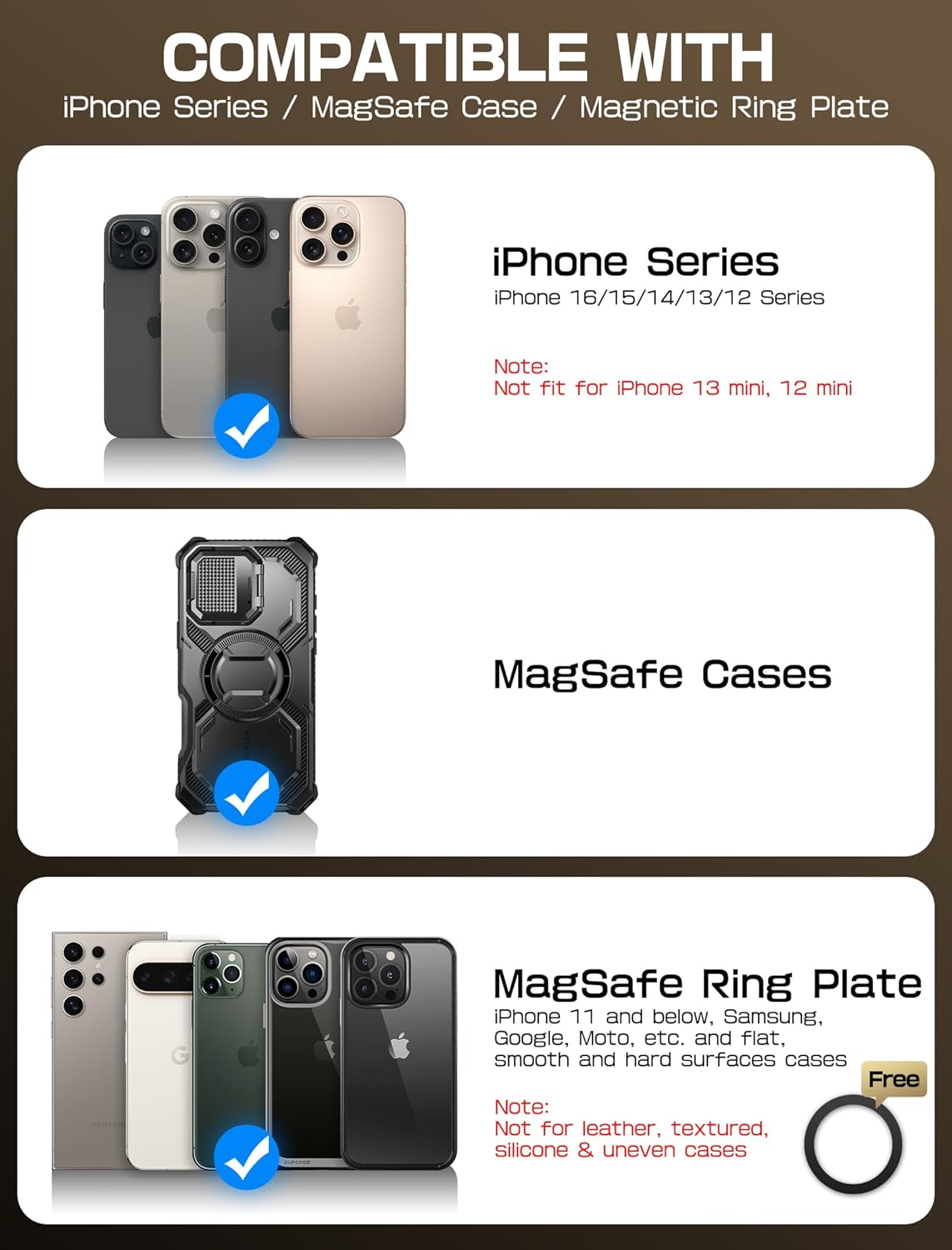 i-Blason for MagSafe Wallet Stand, Magnetic Wallet for iPhone [Magnetic Money Clip] [6 Cards Holder] [RFID Blocking] [Metal Lock Cover] Phone Credit Card Holder for iPhone 17/16/15/14/13 Series, Gold