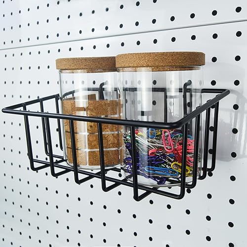 Miniatura 4 de Paquete de 24 cestas organizadoras de tableros de clavijas con ganchos para tablero de clavijas, vasos, ganchos de clavijas surtido para tableros de