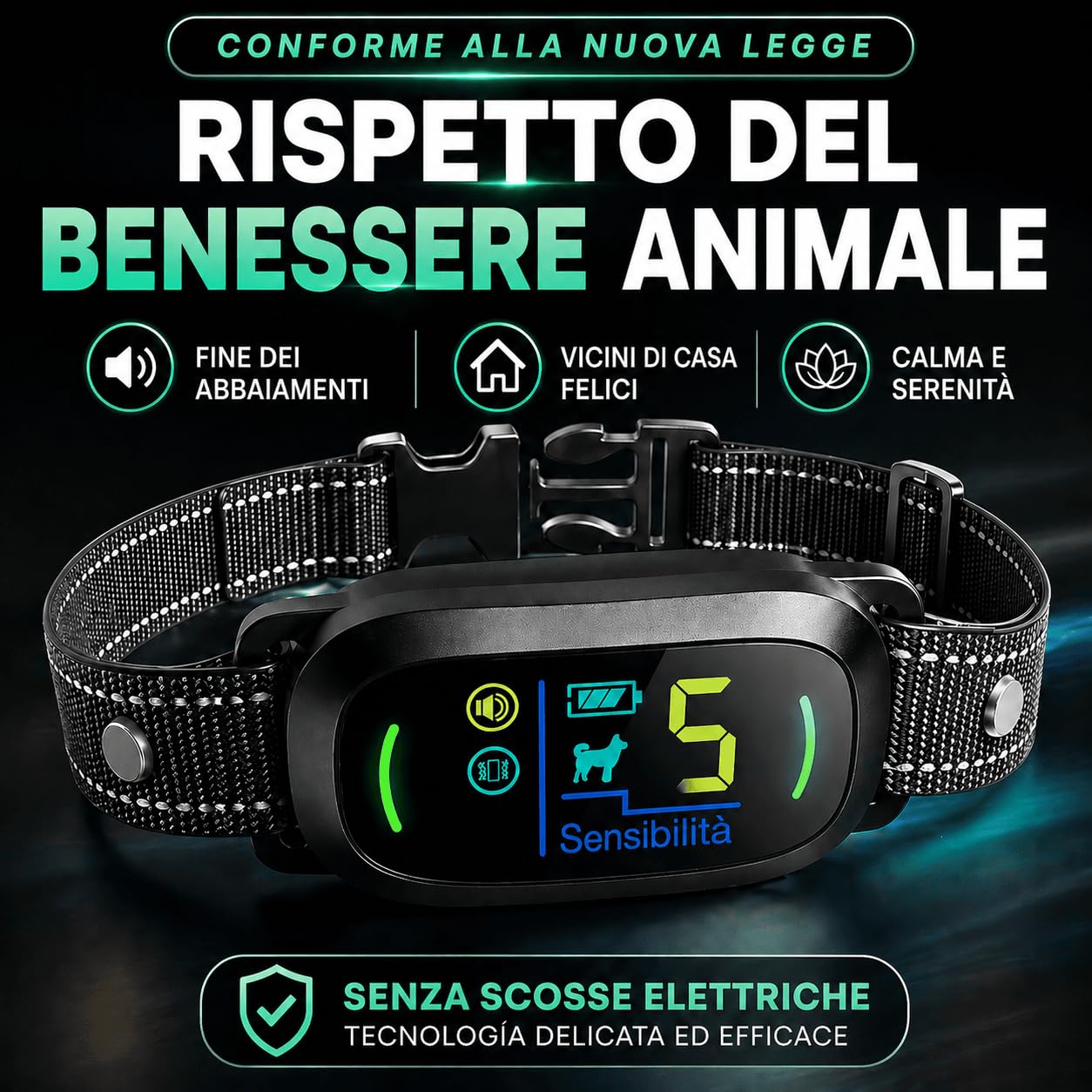 PAWPRO Collare Antiabbaio per Cani | Conforme Nuova Legge Benessere Animali 2024 | Intelligenza artificiale, Rilevamento Dell'Abbaiare, Schermo Colori | 3 modalità BEEP, Vibrazione, BEEP+Vibrazione