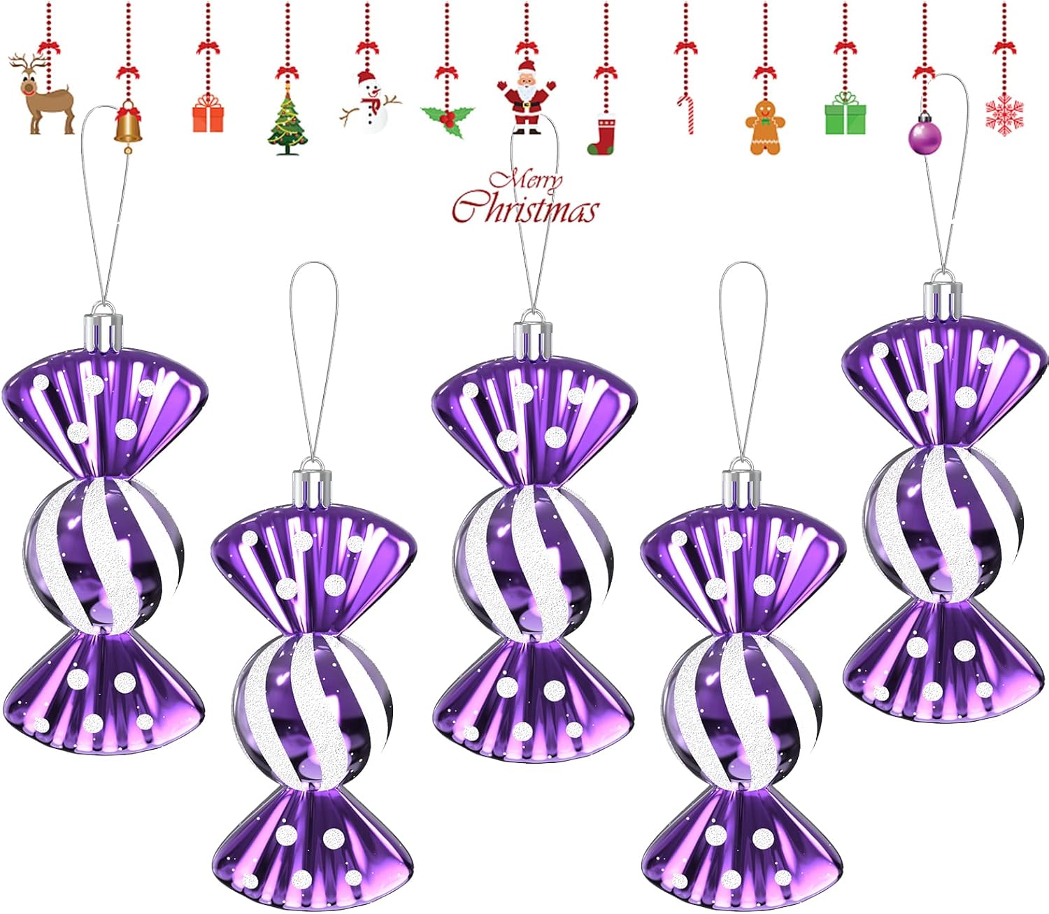 6Pcs Christmas Tree Baubles Candy Ornaments,Pack of 5110mm Large Sweet